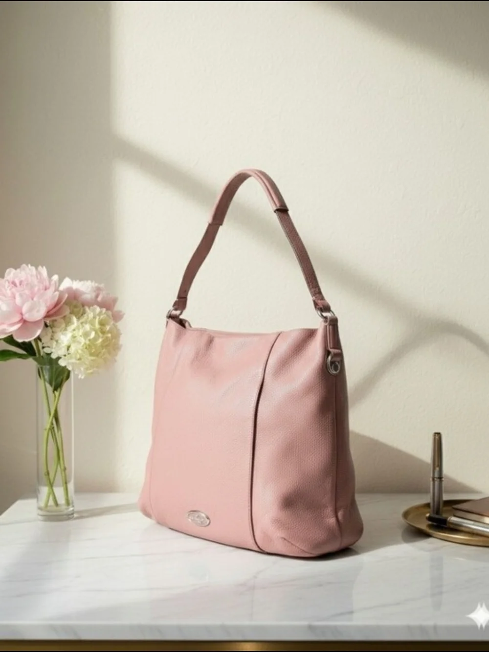 🩷Coach Dusty Pink Pebbled Leather Shoulder Bag🩷